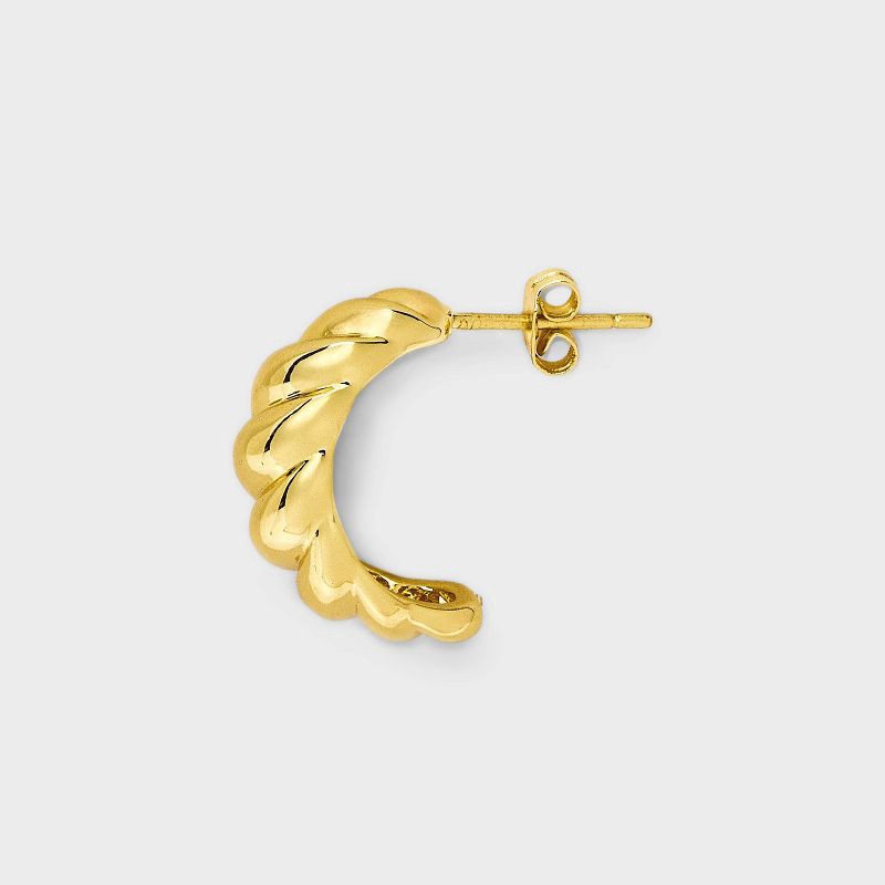 slide 4 of 4, Thick Slanted Hoop Earrings - A New Day™ Gold: Brass, Sterling Silver, Nickel-Free, 14K Gold Over Brass, 1 ct