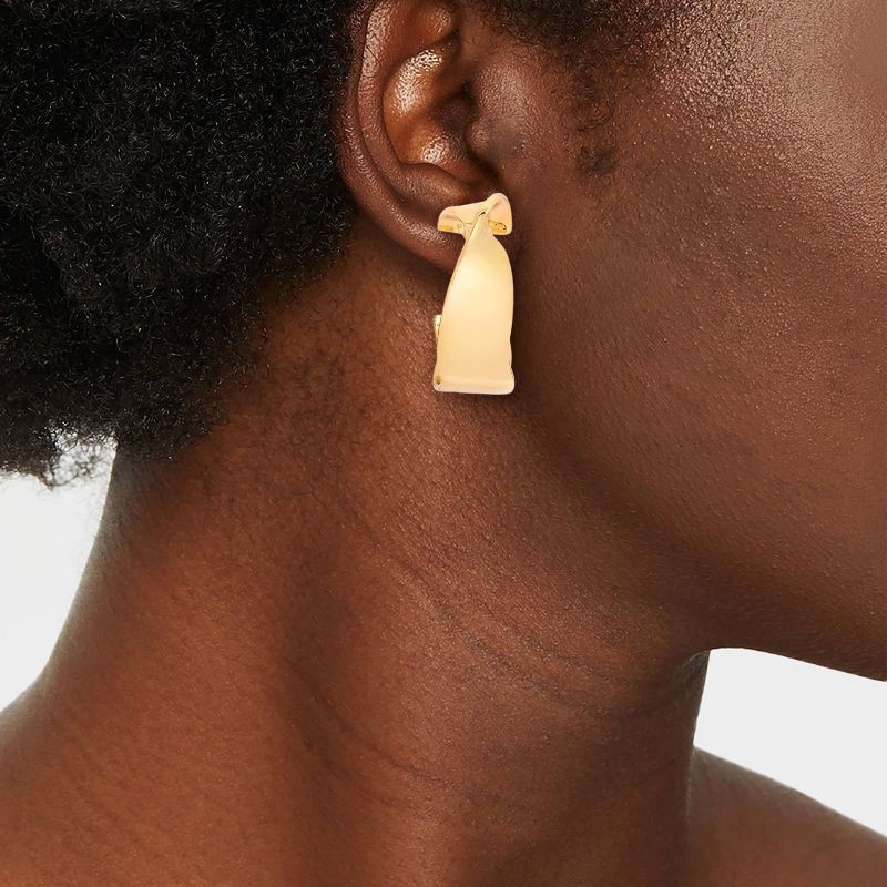 slide 2 of 3, Wavy Open Hoop Earrings - A New Day™ Gold: Nickel-Free Metal, Post Closure, 1.21" Length, 0.66 oz Weight, 0.66 oz