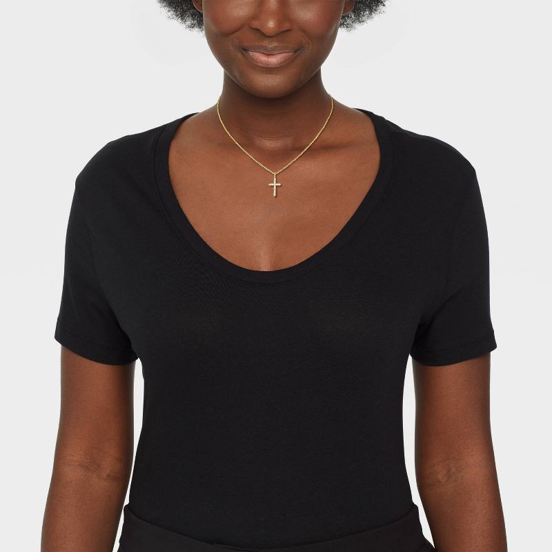 slide 2 of 4, 14K Gold Plated Cubic Zirconia Cross Pendant Necklace - A New Day™: Brass, Lobster Claw Clasp, 16" Length, 1 ct