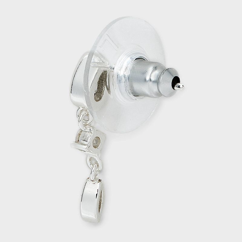 slide 3 of 3, Silver Plated Pearl Bezzled Cubic Zirconia Dangle Stud Earring Set 3pc - A New Day™: Brass, Nickel-Free, Gift Box Included, 3 ct