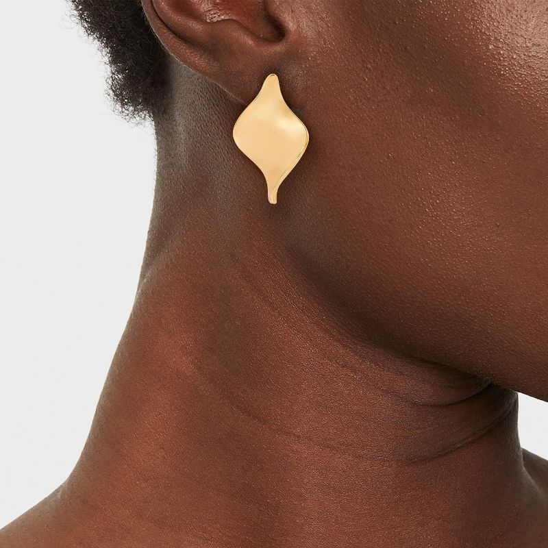 slide 2 of 3, Twisted Post Earrings - A New Day™ Gold: Hypoallergenic Zinc Linear Earrings, Metallic Finish, 1.19" Length, 1 ct