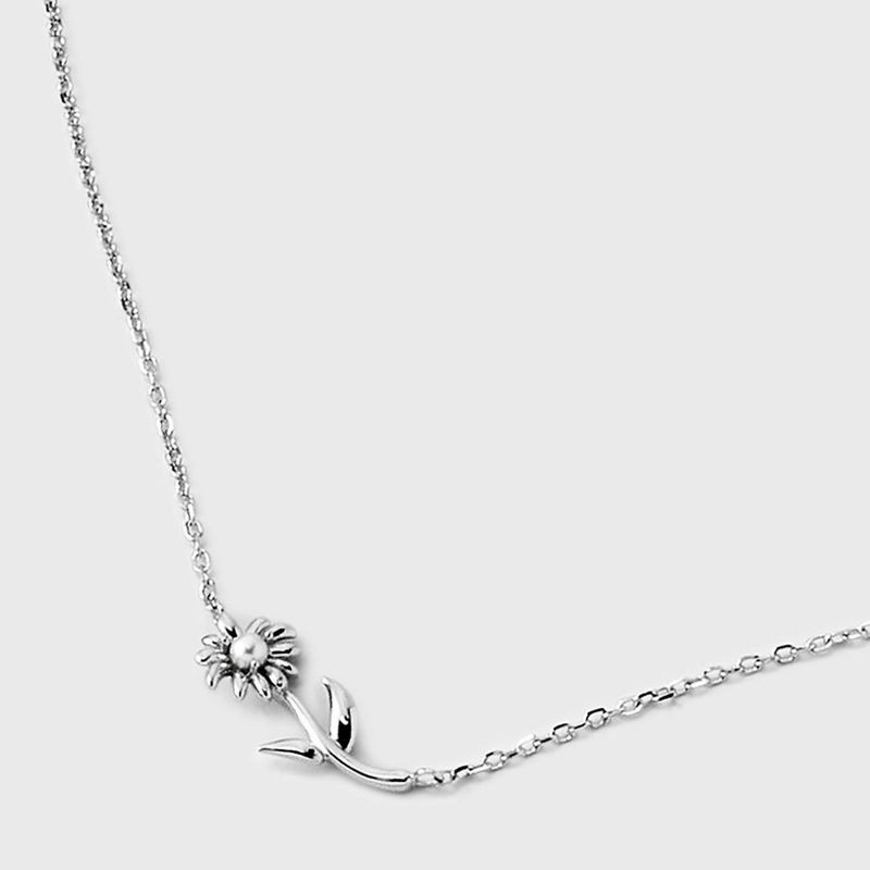 slide 4 of 4, Sterling Silver Dainty Sunflower with Pearl Necklace - A New Day™: Cable Chain, Spring Ring Clasp, Polished Finish, 19" Length, 1 ct