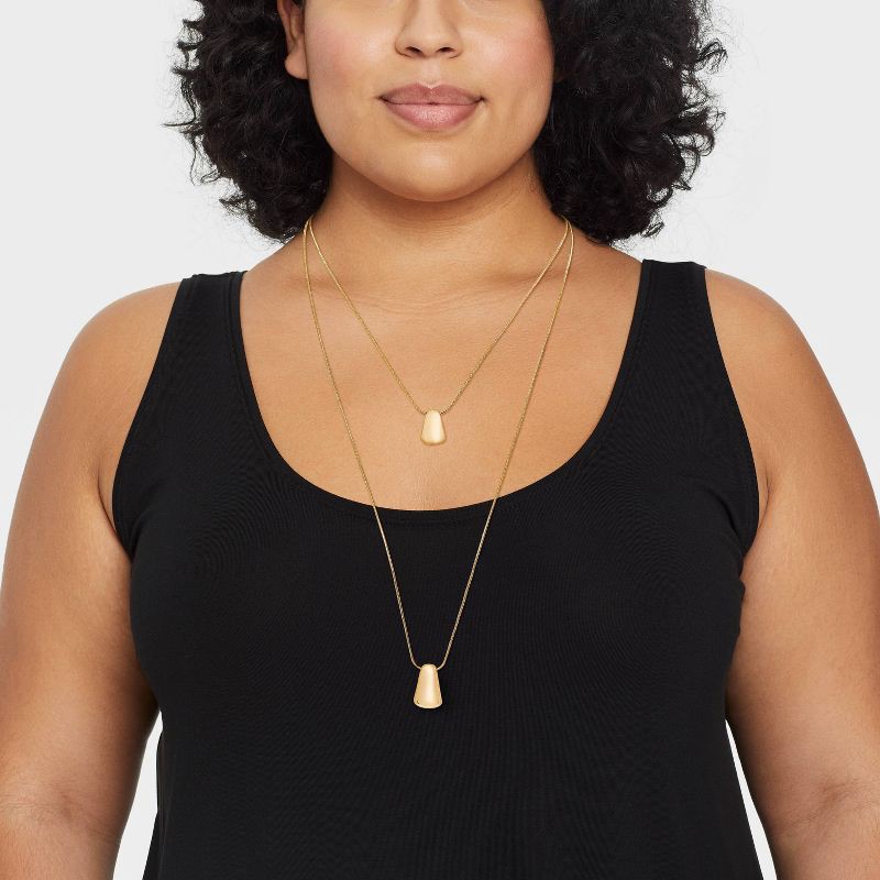 slide 2 of 4, Rectangle Pendant Multi-Strand Necklace - A New Day™ Gold: Brass Cord with Lobster Claw Clasp, 20" Length, 3" Extender, 1 ct