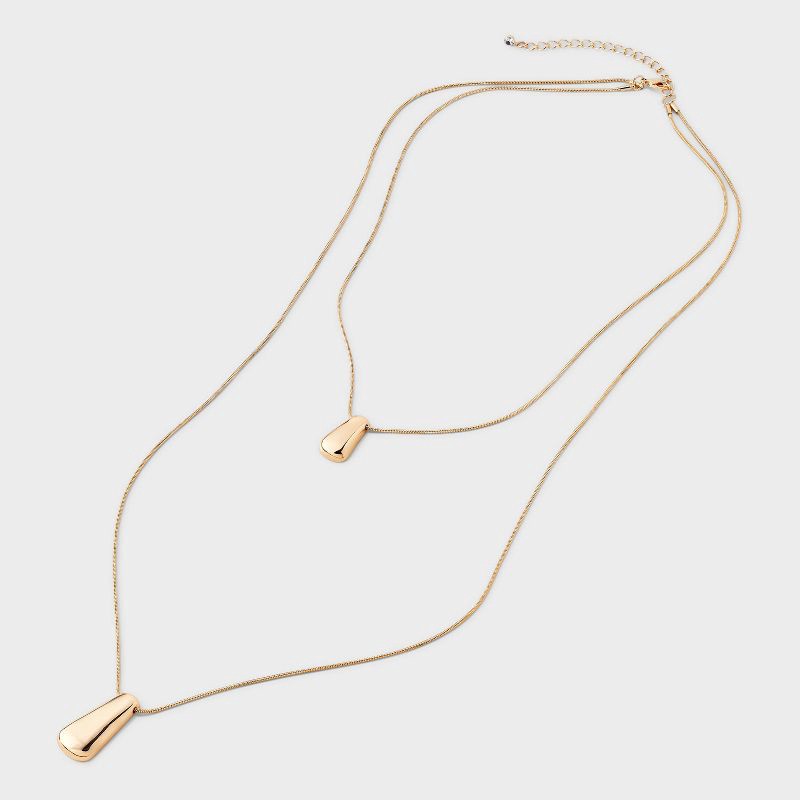 slide 3 of 4, Rectangle Pendant Multi-Strand Necklace - A New Day™ Gold: Brass Cord with Lobster Claw Clasp, 20" Length, 3" Extender, 1 ct