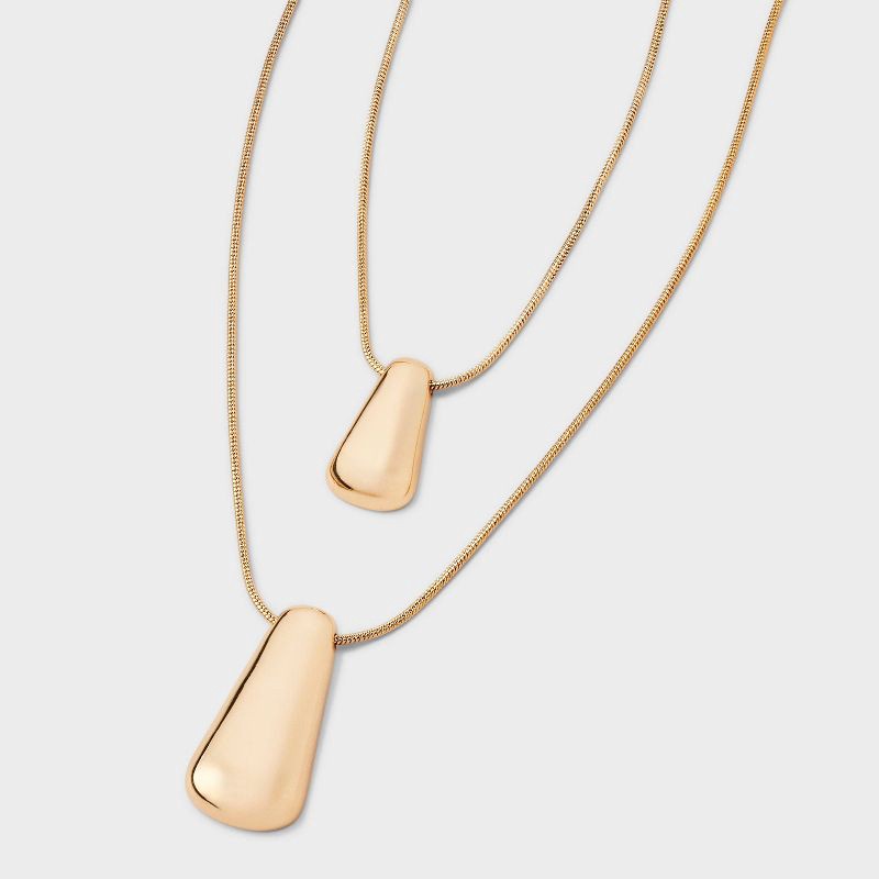 slide 1 of 4, Rectangle Pendant Multi-Strand Necklace - A New Day™ Gold: Brass Cord with Lobster Claw Clasp, 20" Length, 3" Extender, 1 ct