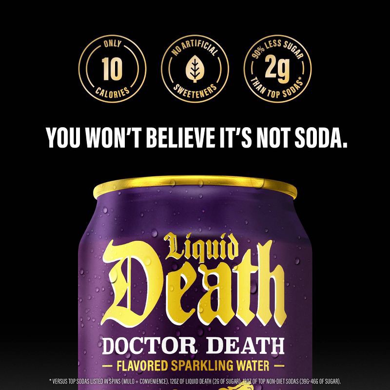slide 6 of 7, Liquid Death Doctor Death Sparkling Water - 6pk/12 fl oz Cans, 6 ct; 12 fl oz
