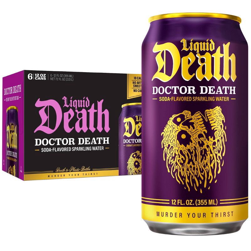 slide 1 of 5, Liquid Death Doctor Death Sparkling Water - 6pk/12 fl oz Cans, 6 ct; 12 fl oz