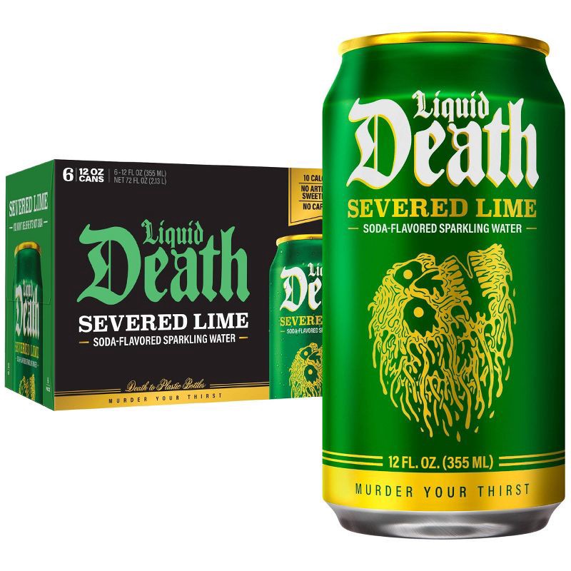 slide 1 of 6, Liquid Death Severed Lime Sparkling Water - 6pk/12 fl oz Cans, 6 ct; 12 fl oz