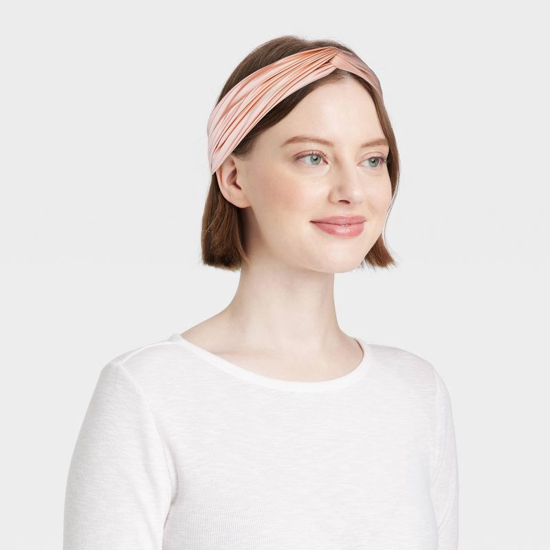 slide 2 of 3, Twisted Headwrap - A New Day™ Peach Orange: Solid Recycled Polyester & Spandex, Hair Styling, All Hair Types, 1 ct