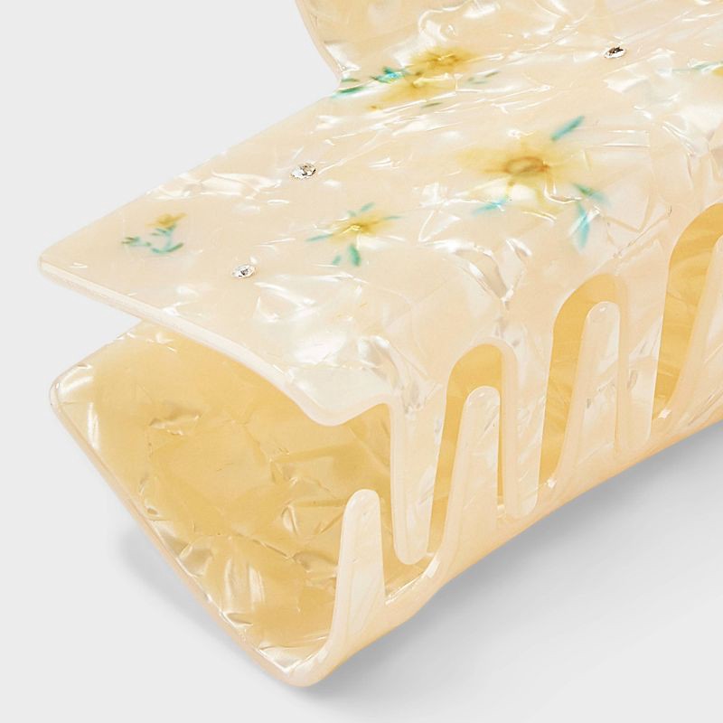 slide 3 of 3, Jumbo Claw Hair Clip Acrylic Flower Print - A New Day™ Peach Orange: Botanical Pattern, All Hair Types, 1 ct