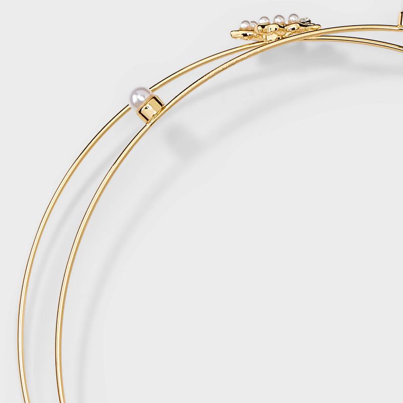 slide 3 of 3, Metal Butterfly Gem Headband - A New Day™ Gold: Fashion Accessory for All Hair Types, 1 ct