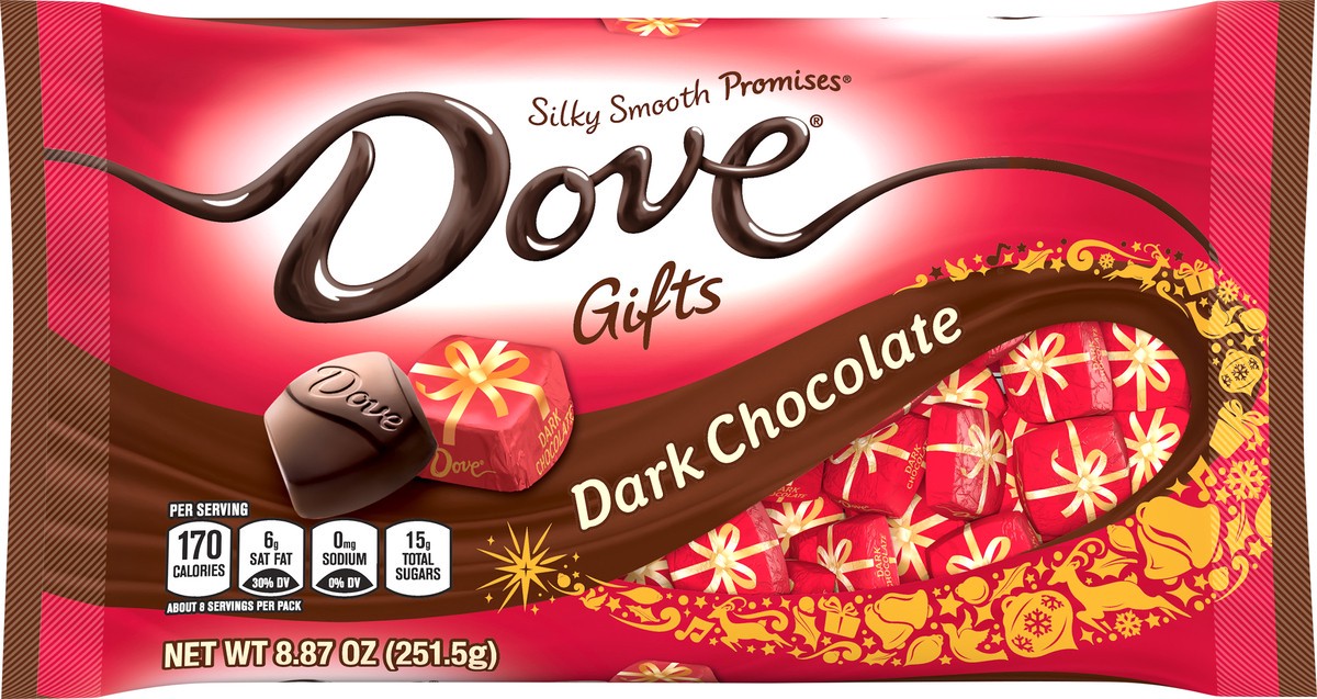 slide 2 of 7, DOVE PROMISES Dark Chocolate Christmas Candy Gifts 8.87 oz Bag, 8.87 oz