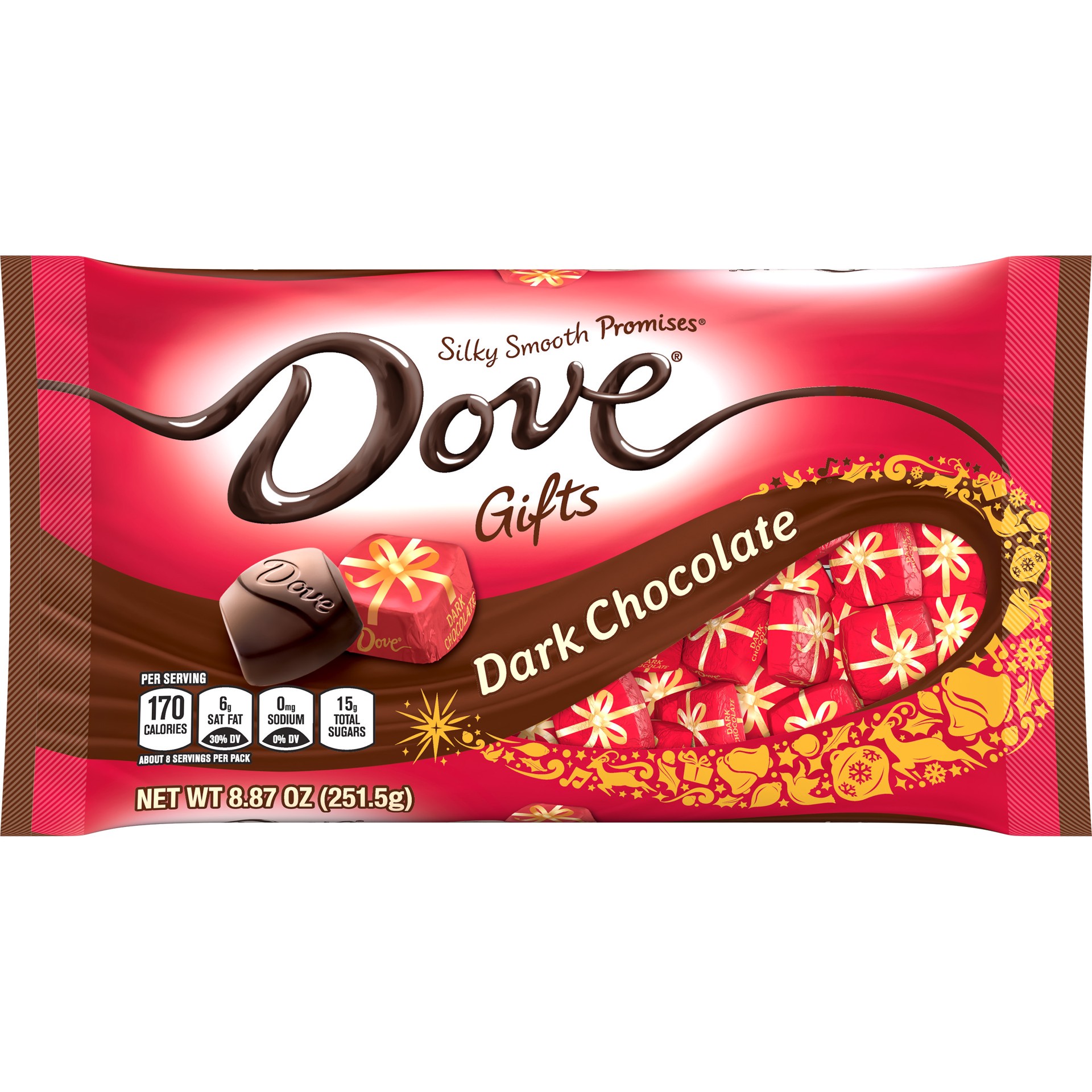 slide 1 of 7, DOVE PROMISES Dark Chocolate Christmas Candy Gifts 8.87 oz Bag, 8.87 oz