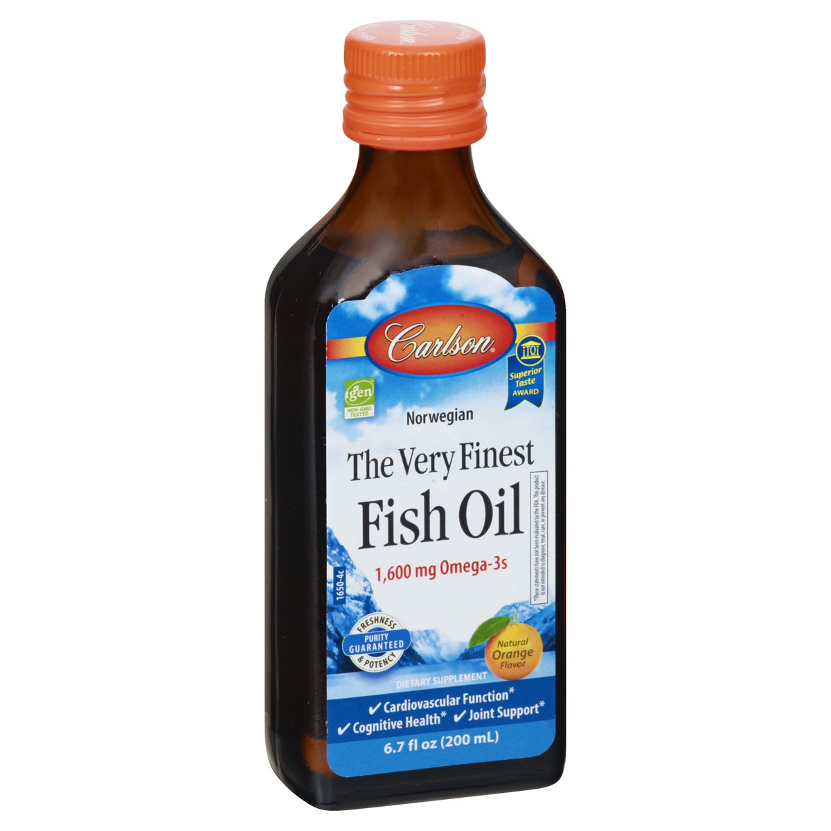 slide 8 of 9, Carlson The Very Finest Norwegian Fish Oil Orange Flavor Dietary Supplement, 6.7 fl oz