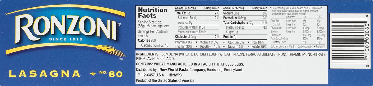 slide 5 of 17, Ronzoni Pasta Lasagna Curly, 16 oz