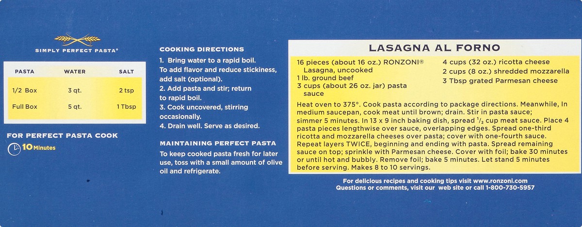 slide 9 of 17, Ronzoni Pasta Lasagna Curly, 16 oz