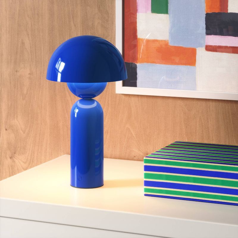 slide 2 of 4, 10.25" Rechargeable Cordless Dome Table Lamp with Touch Control Blue - Room Essentials™, 1 ct