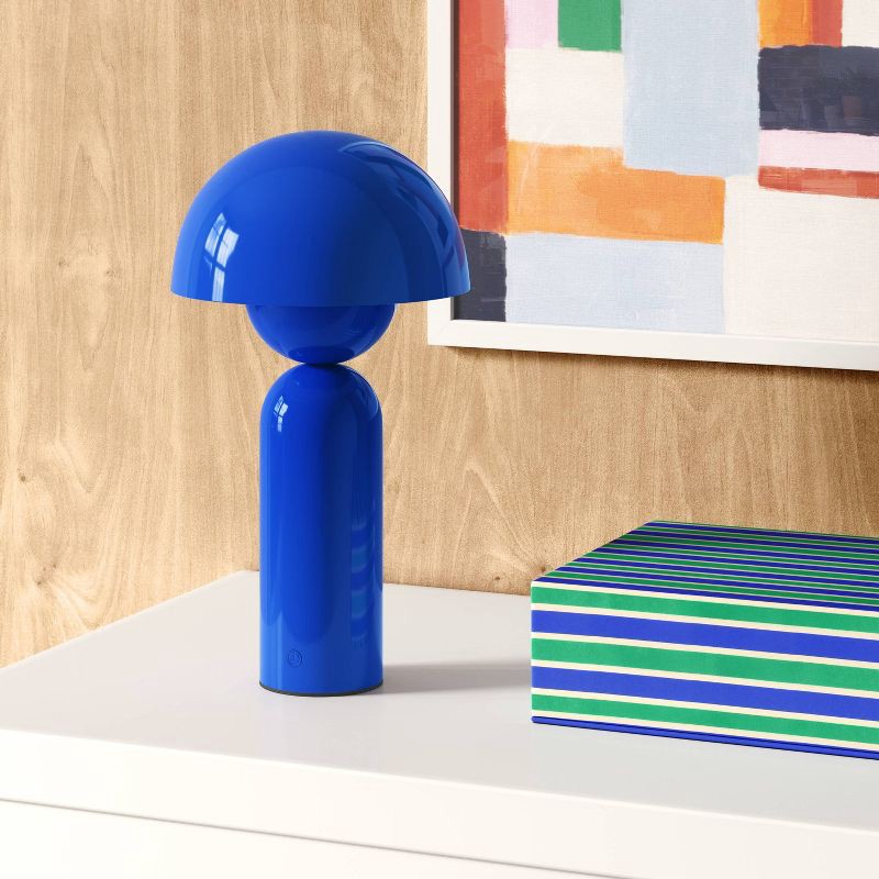 slide 3 of 4, 10.25" Rechargeable Cordless Dome Table Lamp with Touch Control Blue - Room Essentials™, 1 ct