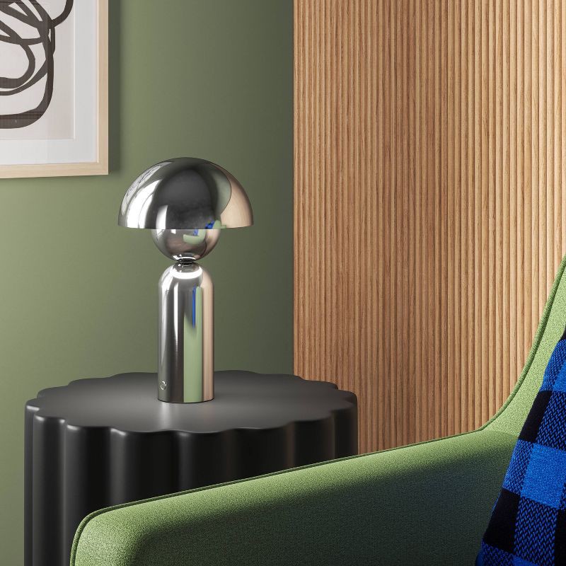 slide 2 of 4, 10.25" Rechargeable Cordless Dome Table Lamp with Touch Control Silver - Room Essentials™, 1 ct