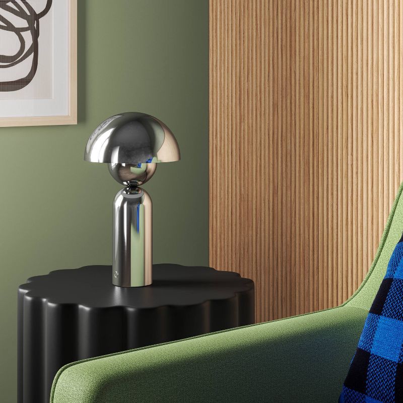 slide 3 of 4, 10.25" Rechargeable Cordless Dome Table Lamp with Touch Control Silver - Room Essentials™, 1 ct