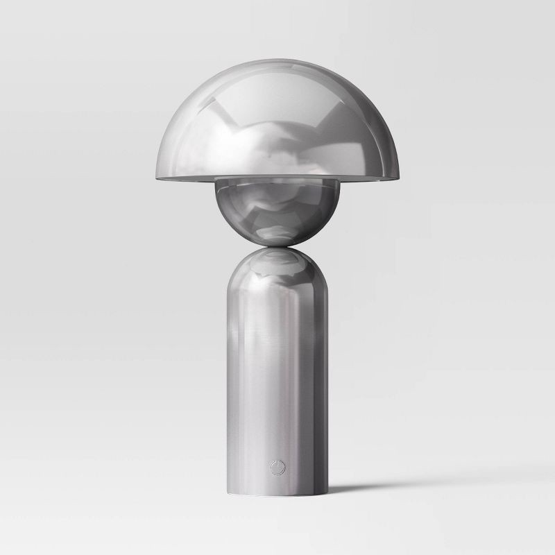 slide 1 of 4, 10.25" Rechargeable Cordless Dome Table Lamp with Touch Control Silver - Room Essentials™, 1 ct