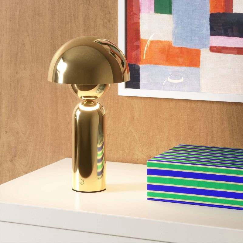 slide 2 of 4, 10.25" Rechargeable Cordless Dome Table Lamp with Touch Control Gold - Room Essentials™, 1 ct
