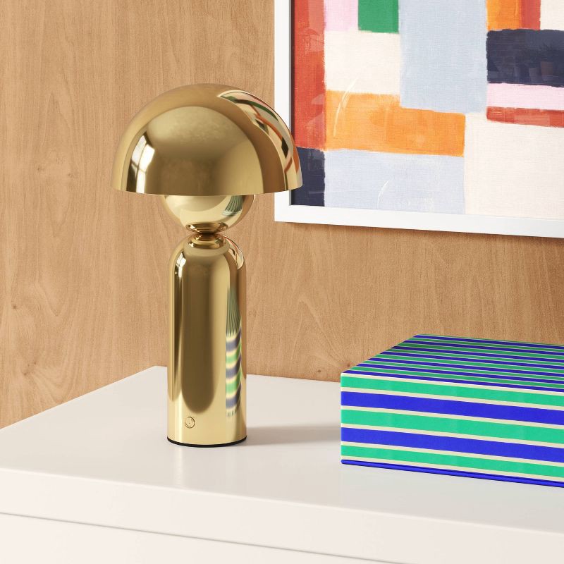 slide 3 of 4, 10.25" Rechargeable Cordless Dome Table Lamp with Touch Control Gold - Room Essentials™, 1 ct