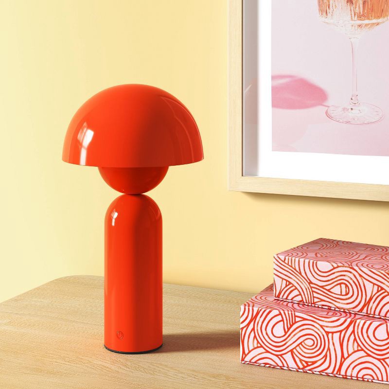 slide 3 of 4, 10.25" Rechargeable Cordless Dome Table Lamp with Touch Control Orange - Room Essentials™, 1 ct