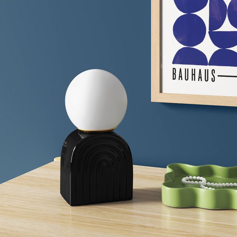 slide 3 of 4, Mini Glass Orb Shade with Ceramic Base Novelty Table Lamp Black - Room Essentials™, 1 ct