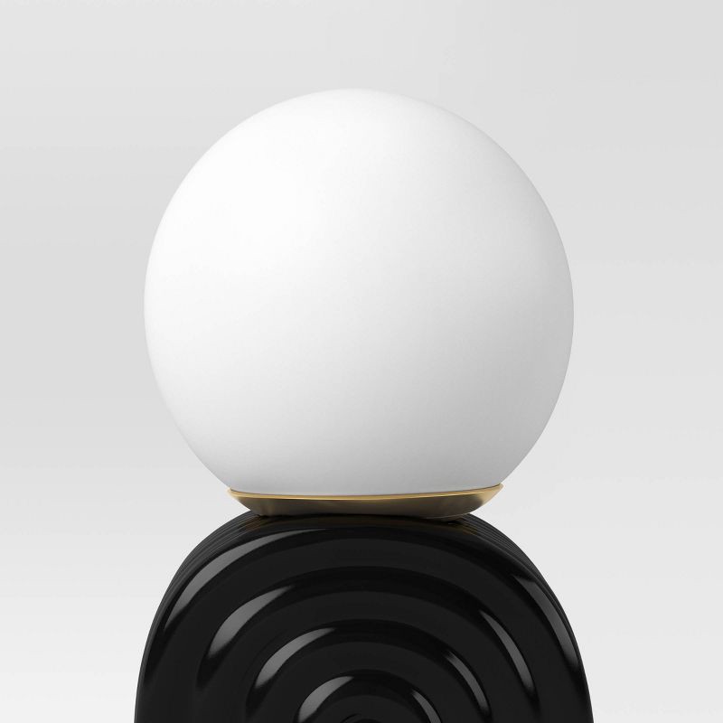 slide 4 of 4, Mini Glass Orb Shade with Ceramic Base Novelty Table Lamp Black - Room Essentials™, 1 ct