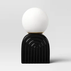 Mini Glass Orb Shade with Ceramic Base Novelty Table Lamp Black - Room Essentials™