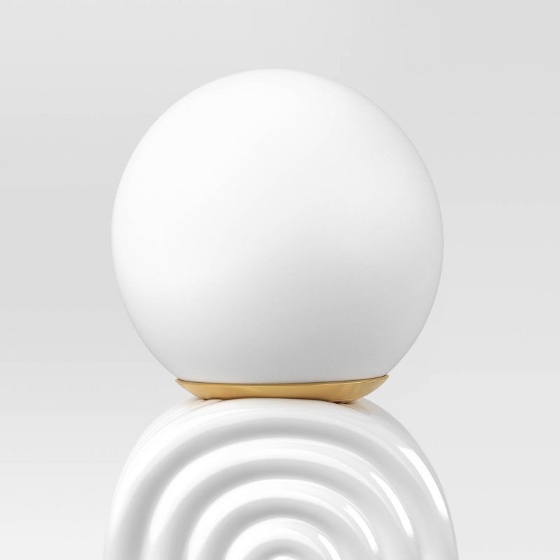 slide 4 of 4, Mini Glass Orb Shade with Ceramic Base Novelty Table Lamp White - Room Essentials™, 1 ct