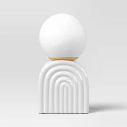 Mini Glass Orb Shade with Ceramic Base Novelty Table Lamp White - Room Essentials™
