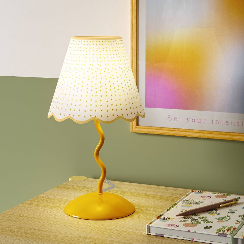 slide 2 of 4, Wave Squiggle Novelty Table Lamp Mustard - Room Essentials™, 1 ct