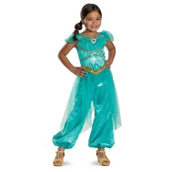 Disney Princess Kids' Aladdin Jasmine Deluxe Costume Jumpsuit Aqua Green 4-6x