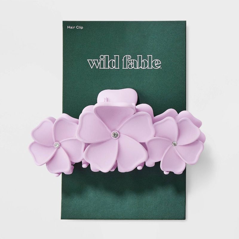 slide 2 of 3, Acrylic Flowers Claw Hair Clip - Wild Fable™ Purple: Secures All Hair Types, Plastic & Steel, 1 ct