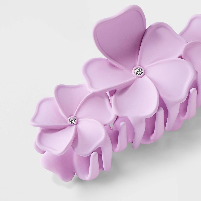 slide 3 of 3, Acrylic Flowers Claw Hair Clip - Wild Fable™ Purple: Secures All Hair Types, Plastic & Steel, 1 ct