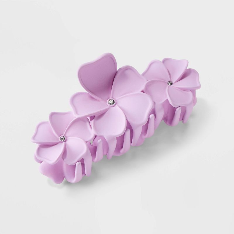 slide 1 of 3, Acrylic Flowers Claw Hair Clip - Wild Fable™ Purple: Secures All Hair Types, Plastic & Steel, 1 ct