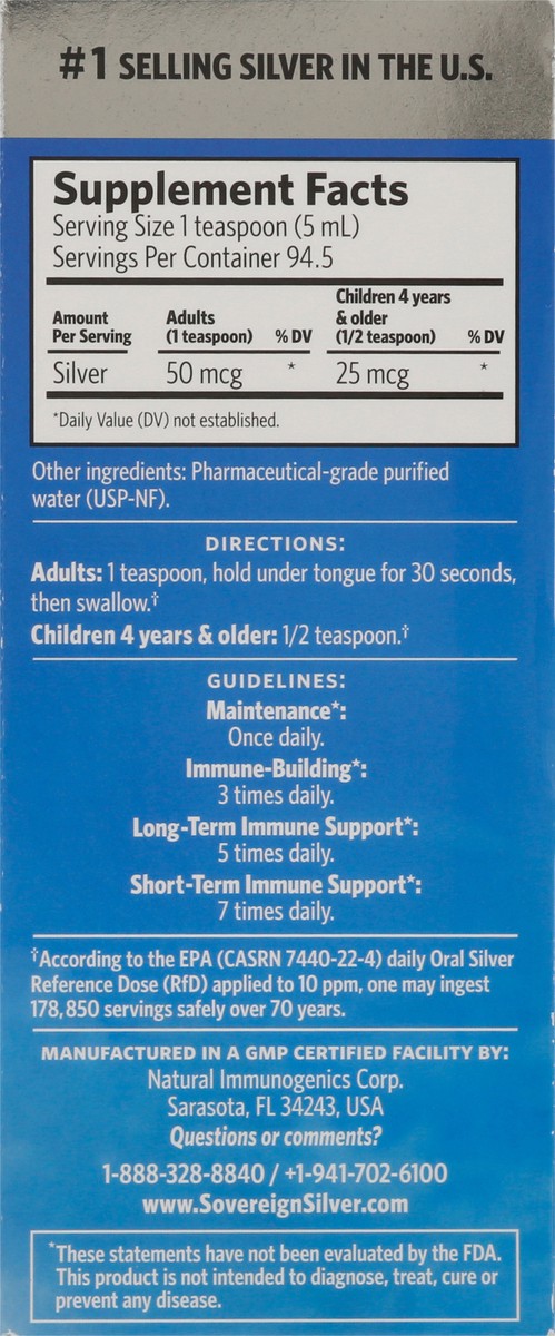 slide 9 of 9, Sovereign Silver Value Size 10 Ppm Bio-Active Silver Hydrosol 16 fl oz Box, 1 ct