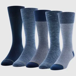 GOLDTOE Signature Collection Signature Gold by GOLDTOE Men's Comfort Top Flat Knit Crew Socks 5pk - Blue 6-12.5