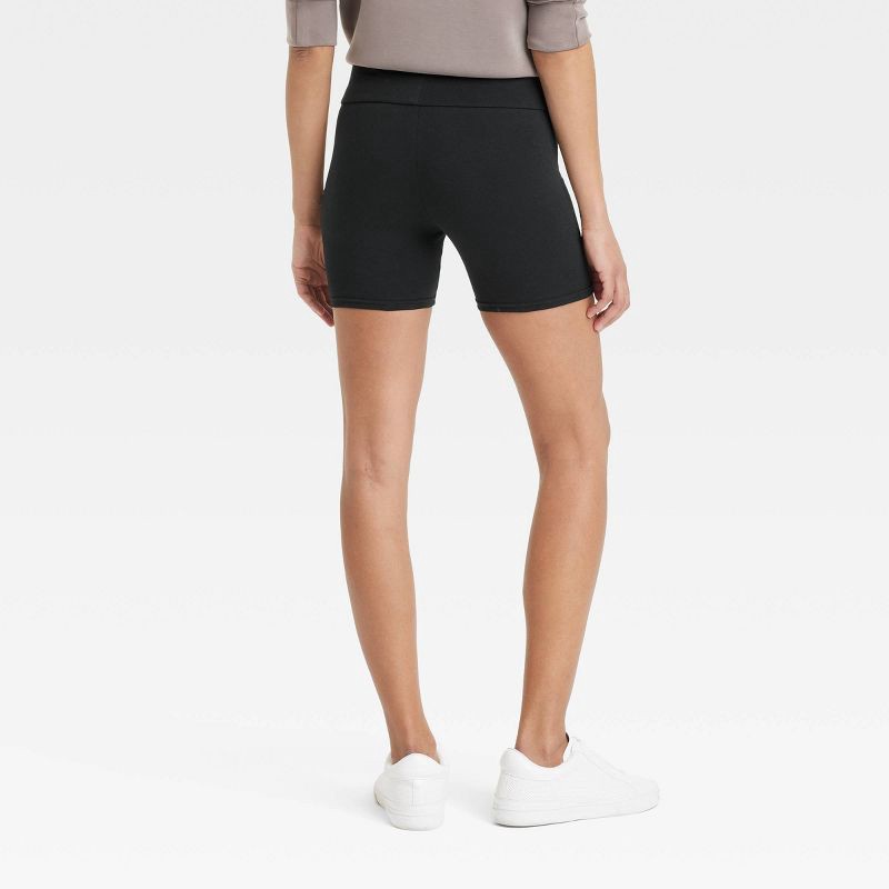 slide 2 of 3, Women's High Rise Cotton 5" Inseam Bike Shorts - A New Day™ Black XL: Midweight Fabric, Regular Fit, Full Waistband Elastic, 1 ct