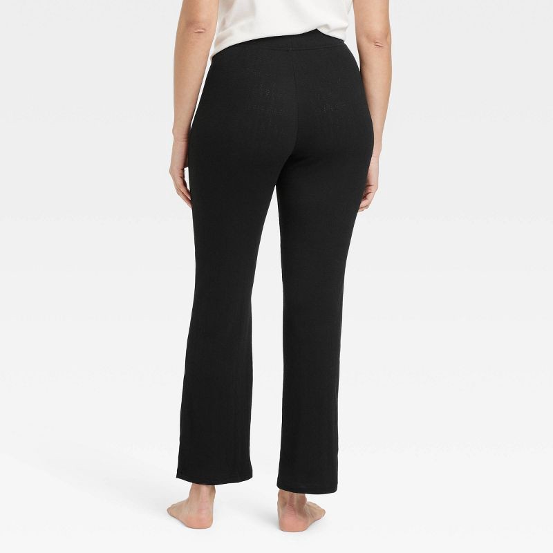 slide 2 of 3, Women's Straight Leg Pointelle Boxer Pants - Auden™ Black M: Midweight, Wide Waistband, 1 ct