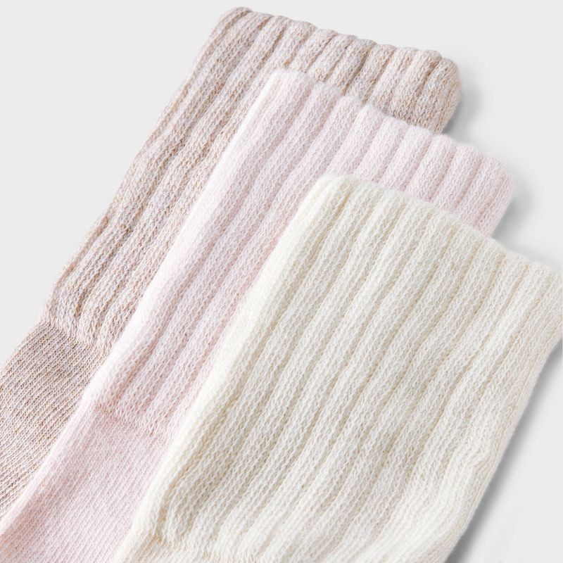 slide 4 of 4, Women's Short Slouch 3pk Ankle Socks - Universal Thread™ Pink/Ivory/Oatmeal Heather 4-10: Cotton Blend, Tagless, Seamless Toe, 3 ct