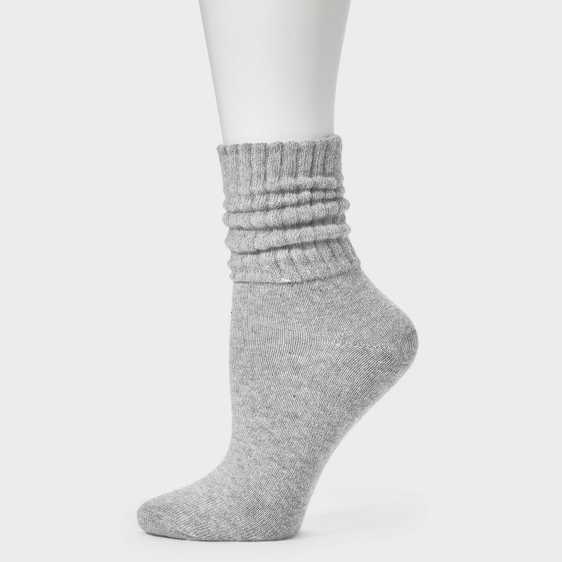 slide 2 of 4, Women's Short Slouch 3pk Ankle Socks - Universal Thread™ White/Heather Gray/Black 4-10: Cotton Blend, Tagless, Seamless Toe, 3 ct