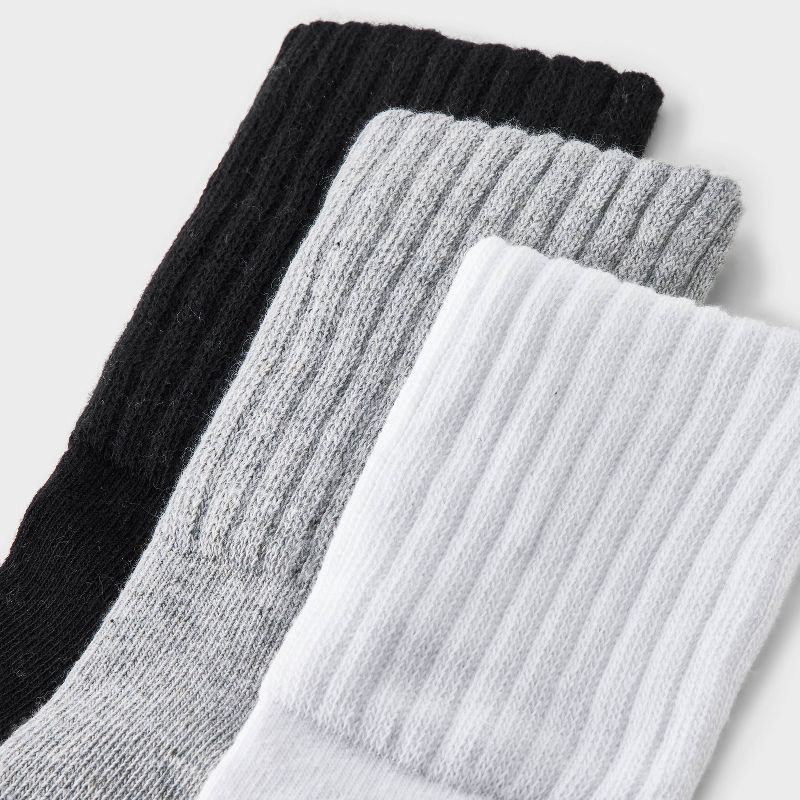 slide 4 of 4, Women's Short Slouch 3pk Ankle Socks - Universal Thread™ White/Heather Gray/Black 4-10: Cotton Blend, Tagless, Seamless Toe, 3 ct
