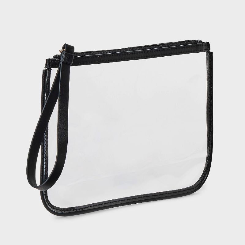 slide 2 of 4, Clear Pouch Wristlet - A New Day™ Black: Solid TPU Shell, Zip Closure, Faux Leather, Unstructured Design, 8.75" x 6.375", 1 ct