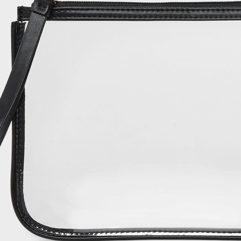 slide 4 of 4, Clear Pouch Wristlet - A New Day™ Black: Solid TPU Shell, Zip Closure, Faux Leather, Unstructured Design, 8.75" x 6.375", 1 ct