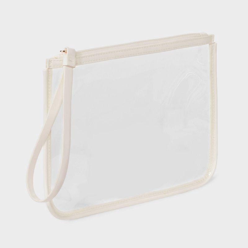slide 2 of 4, Clear Pouch Wristlet - A New Day™ Cream: Faux Leather TPU Zip Wallet, 1 ct