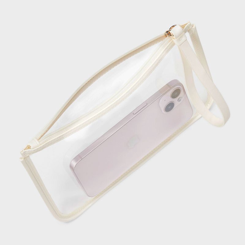 slide 3 of 4, Clear Pouch Wristlet - A New Day™ Cream: Faux Leather TPU Zip Wallet, 1 ct
