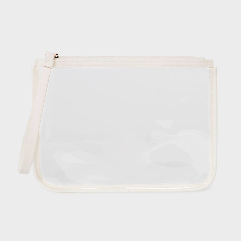 slide 1 of 4, Clear Pouch Wristlet - A New Day™ Cream: Faux Leather TPU Zip Wallet, 1 ct